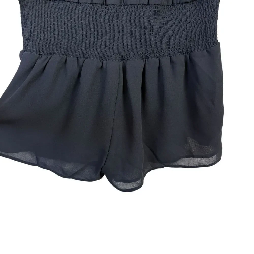 Chelsea28 Black V Neck Lace Up Bell Sleeve Shorts Romper Women's Size XS